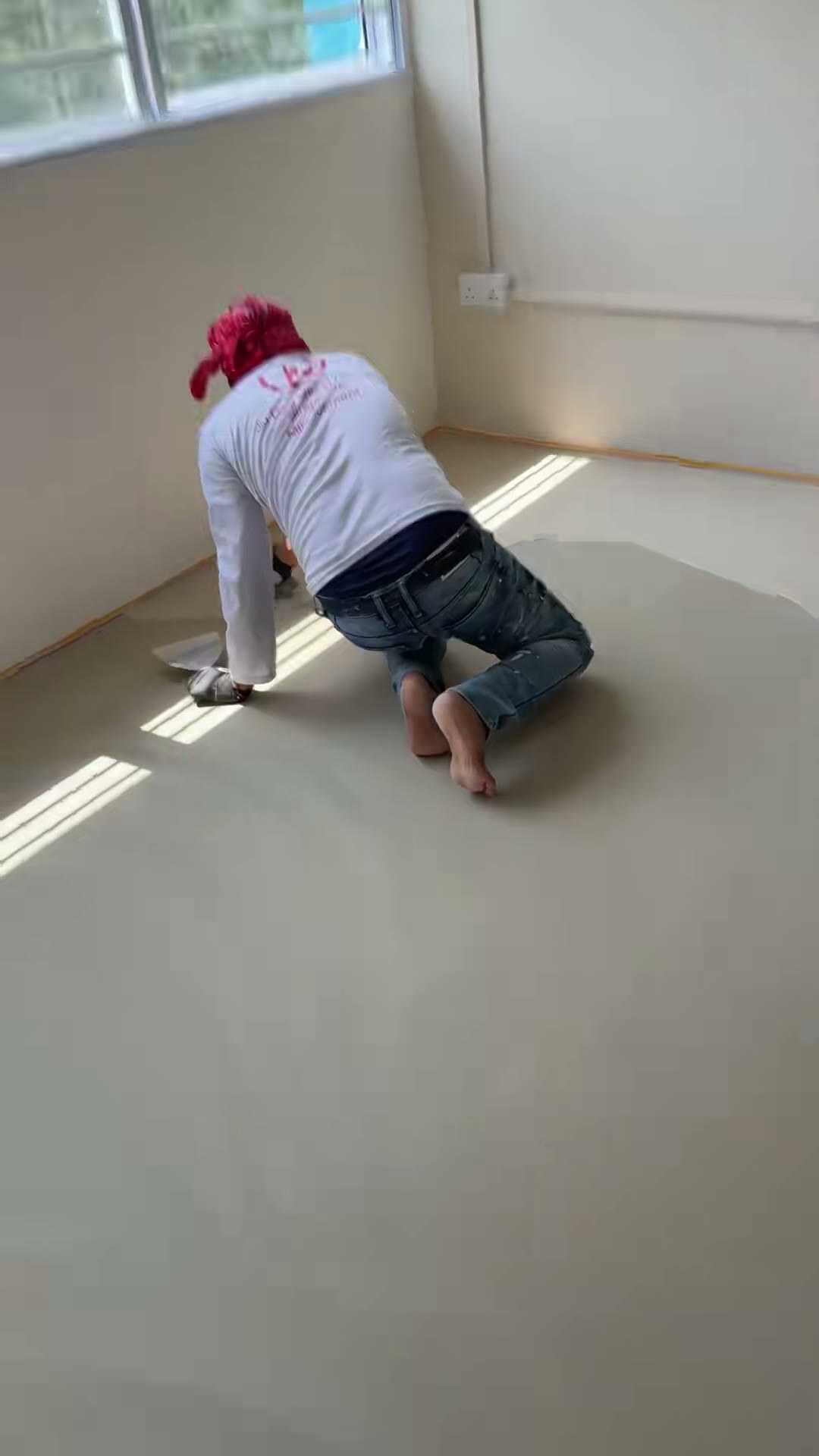 On site, laying by hand